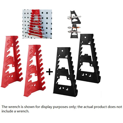 2Pcs Red Wrench Organizer + 2Pcs Black Wrench Organizer Plastic Tray Sockets Storage for Efficient Tool Storage 2