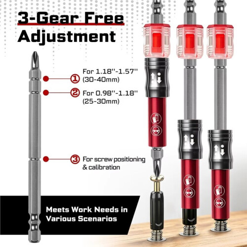 Woodworking Extension Bar Socket with Magnetizier, 1/4" Hex, Quick Release Driver Bit Holder 2