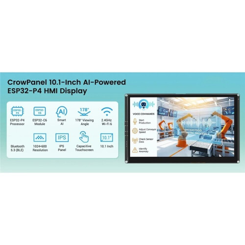 CrowPanel 10.1inch ESP32-P4 HMI AI Display 1024x600 IPS Touch Screen WiFi 6 for /LVGL/Micropython 1