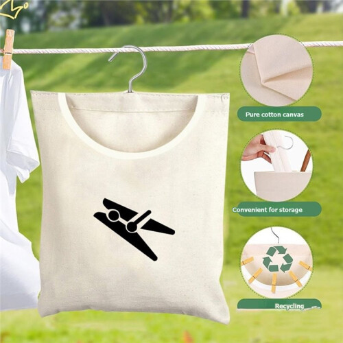 2pcs Clothespin Bag Hanging Storage Holder with Large U-Shaped Opening for Easy Access 2