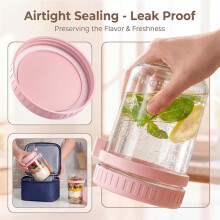 6er-Pack 473-Ml-Glasbehälter für Overnight Oats mit Deckel und Löffel, Luftdicht, Gelb, Ideal für die Zubereitung Von Mahlzeiten