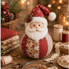 Kit de manualidades para crear muñecas navideñas de patchwork, proyecto de costura retro con tela floral, adorno festivo cosido a mano para la re