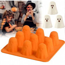 Moldes de silicona 3D con forma de fantasmas: antiadherentes, sin BPA, aptos para uso alimentario, ideales para manualidades, fondant, chocolate