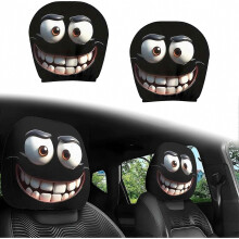 2PCS Halloween Spooky Ghost Face Headrest Covers, Elastic Double-Sided Print, Universal Holiday Decor For Car Truck SUV Front Seats