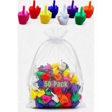 50 Pack Colorful Mini Middle Finger Figurines, Tiny Flip The Bird Hands, Funny Desk Decor, Adult Prank Toy, White Elephant Gift, Christmas Stocki