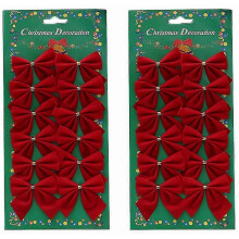 24 Stück Schleifen-Weihnachtsbaumkränze zum Basteln, Winterdekorationen für Hochzeiten (rot)