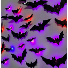36er-Pack Halloween-Fledermaus-Wanddekorationen – Leuchtende 3D-Fledermaus-Aufkleber in verschiedenen Größen für Halloween-Partys