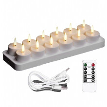12 Pcs Rechargeable LED Flameless Tea Light Candles with Remote and Charging Base