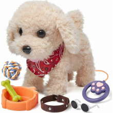 stuks pluche hondenspeelgoed: lopende, blaffende en kwispelende, elektronische interactieve knuffelpuppy met halsband en accessoires, hondenriem/