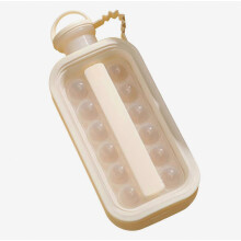 Máquina de bolas de hielo de silicona portátil y plegable 2 en 1, bandeja para cubitos de hielo, botella de agua, fácil de llenar y desmoldar, id