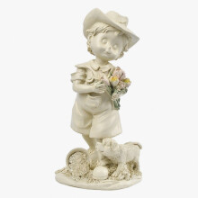 Gartenfigur aus Kunstharz, Junge und Mädchen, niedliche Kinderfigur für Rasen, Garten und Terrasse, langlebig