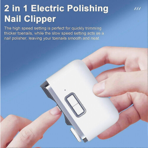 Electric Nail Polisher with Light 2-Speed Adjustable USB Rechargeable 2-In-1 Automatic Nail Clipper 2