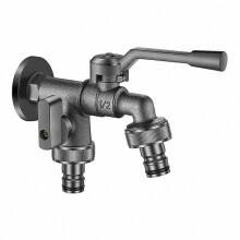 Frostbeständiger Doppelauslauf-Außenwasserhahn, Messing-Wandhydrant für Garten und Waschmaschine