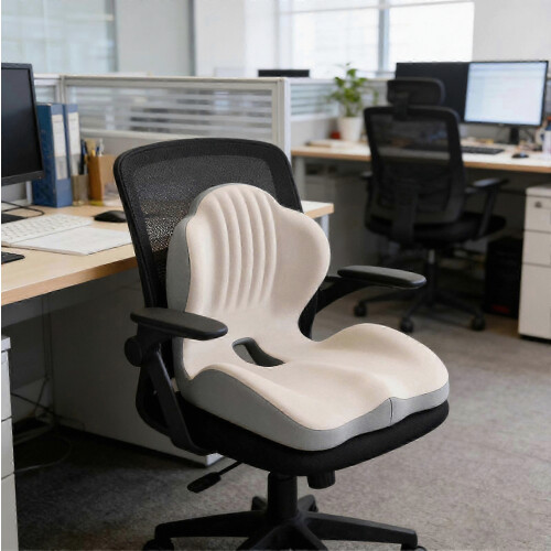 Ergonomic Memory Foam Seat Cushion, L-Shaped Hollow Design featuring Lumbar Support 2