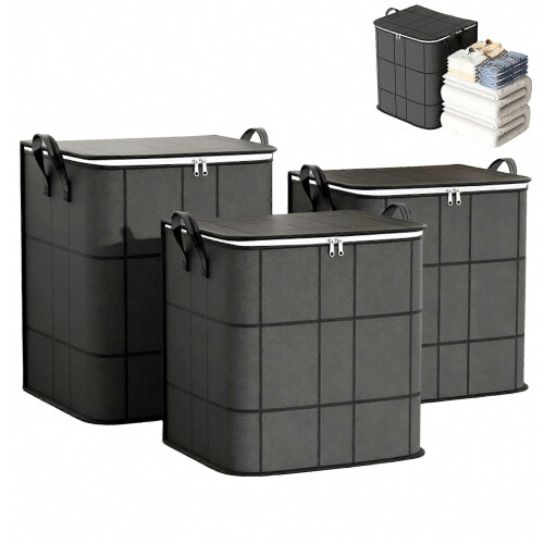 Extra Large Foldable Storage Bin – with Handles & Zipper – for Bedding & Clothes 1