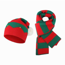 Winterliches Weihnachtsset mit Mütze, Schal und Handschuhen, gestricktes Elfen-Set mit Glöckchen für Erwachsene
