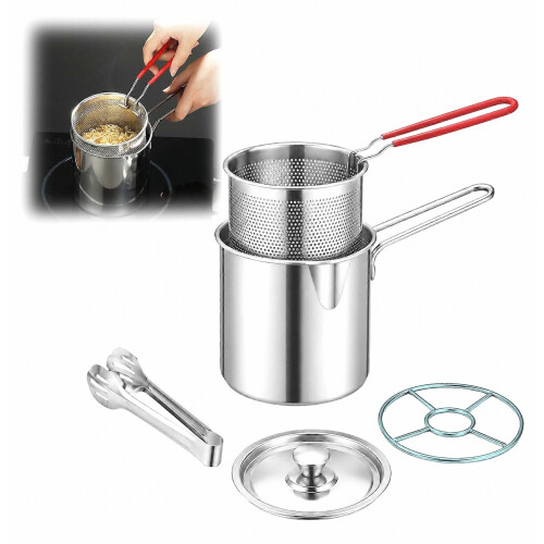 Freidora de acero inoxidable, olla compacta con cesta para uso doméstico. 1