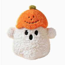 Almohada de peluche suave con forma de fantasma de calabaza para la decoración del hogar en Halloween.