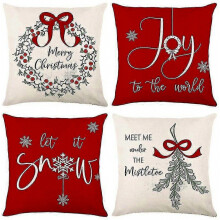Hoogwaardige, comfortabele kerstset met kussenhoezen voor op de bank, bestaande uit vier stuks.