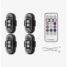 Neue 4er-Packung kabellose LED-Blitzlichter mit Fernbedienung, 8 Farben, USB-Ladefunktion, wasserdichte Notfallwarnleuchten – gut