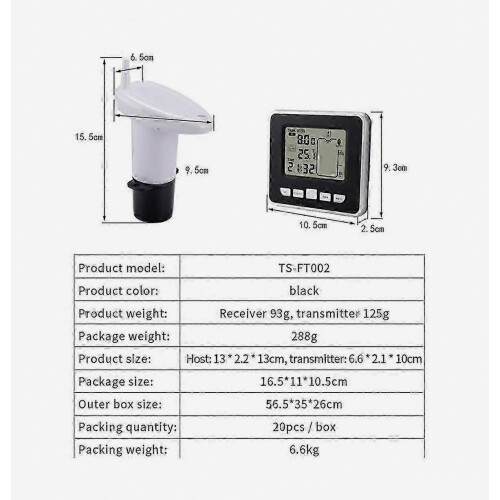 Wireless Ultrasonic Water Tank Liquid Level Meter With Temperature Sensor Water Level Time Display 1