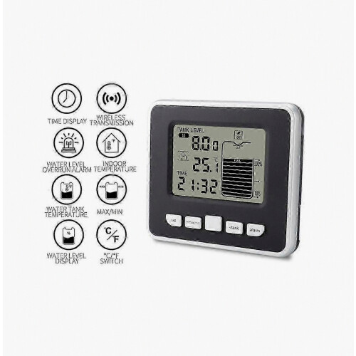 Wireless Ultrasonic Water Tank Liquid Level Meter With Temperature Sensor Water Level Time Display 2
