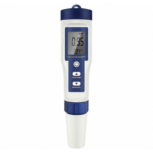 5 In 1 Digital Ph Tds Ec Meter Pen Salinity Temperature Tester Conductivity Filter Purity With Backl
