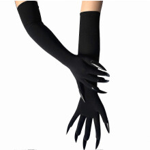 47 cm lange Halloween-Krallenhandschuhe in Schwarz, Rot und Grün – Gruselige Kostümhandschuhe mit langen Nägeln für Cosplay-Partys