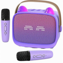 Tragbarer Bluetooth-Lautsprecher, Mini-Karaoke-Maschine mit 2 Mikrofonen, K-Song-Familien-Sing-Maschine