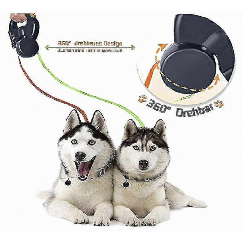 Double Retractable Dog Leash For Walking Two Pets Simultaneously With Adjustable Length 2