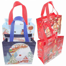 Wiederverwendbare Weihnachtsgeschenktüten, 4er-Pack, niedliches Cartoon-Design