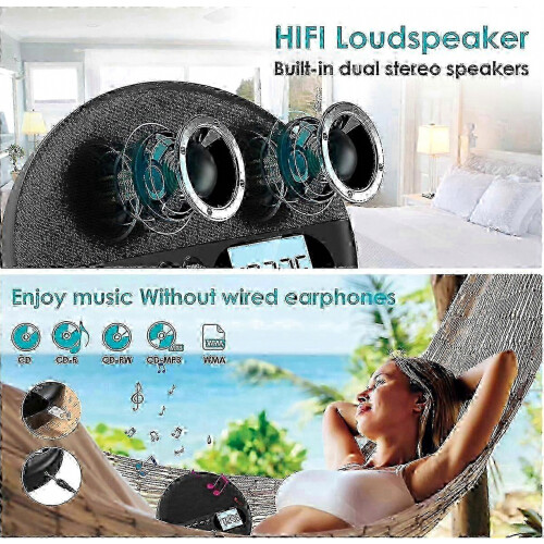 Rechargeable CD Player with Bluetooth and Built-in Speakers Featuring ASP LCD Display Technology 2