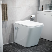 Square Rimless Back To Wall Toilet Pan With Integrated Bidet