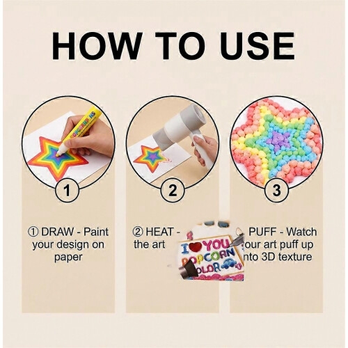 Μαγικό στυλό Puffy Pen DIY Bubble Popcorn Drawing Pens 3D Art Puffy Paint Pen Graffiti Χαρτικά 2