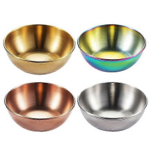 4-Piece Mini Round Serving Trays for Appetizers, Dipping Sauces & Seasonings, 8x8x2.5cm Small Bowls