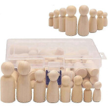 50 Unfinished Wooden Peg Dolls for DIY Craft Projects, Painting, Decoration & Kids Games
