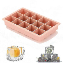 15 Grid Silicone Ice Cube Tray for Cocktails & Drinks - Large Square Mold, Non-Toxic BPA-Free, Reusable & Durable Pink Bar Accessory