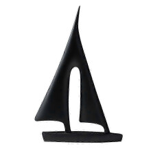 1pc Black Resin Sailboat Desktop Decor - Nautical Themed Ornament for Home or Office, 21x14x4cm