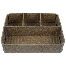 Woven Storage Basket for Tea Bags, Sugar Packets & Coffee Station Organizer - 26.5x21x6cm Kitchen Countertop Holder