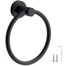 Black Frosted 304 Stainless Steel Towel Ring - Wall Mounted Bathroom & Kitchen Accessory for Modern Homes