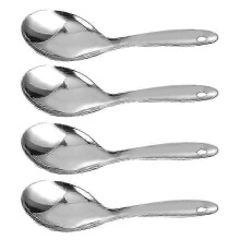 4Pcs Stainless Steel Rice and Soup Spoons Set, Thickened Household Silverware for Kitchen and Dining