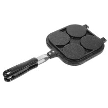 Non-Stick Egg Frying Pan with Hamburg Mold Kitchen Tool 40X18.3X3CM Black for Perfect Omelets & Pancakes