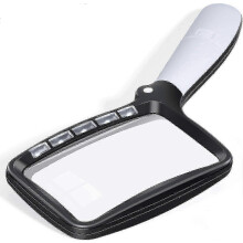 Foldable Rectangular Magnifying Glass With Light, Large Handheld Magnifier Featuring 5 LEDs, 2 Dimming Modes, and 2x Magnification for Senio