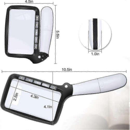 Foldable Rectangular Magnifying Glass With Light, Large Handheld Magnifier Featuring 5 LEDs, 2 Dimming Modes, and 2x Magnification for Senio 2