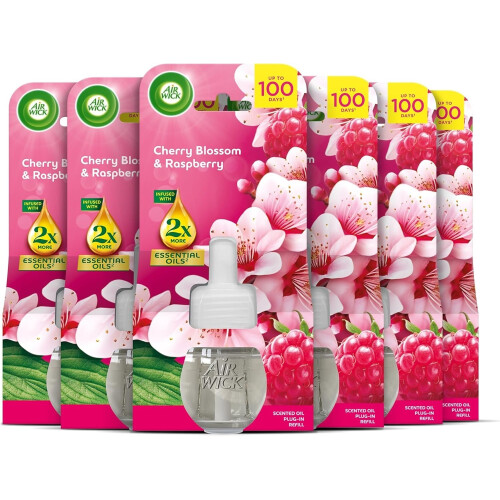 Air Wick Airwick Plug in Refills - Cherry Blossom & Raspberry - 19ml - Pack of 6