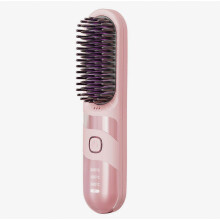 Cordless Hair Straightener Brush for Travel - Portable Hot Comb Thermal Brush Pro with Negative Ion Rechargeable for Women