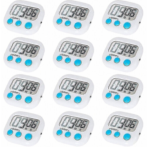 New 12 Pack Digital Kitchen Timer with On/Off Switch - Loud Alarm for Cooking Cy
