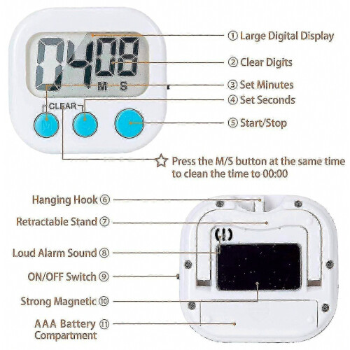 New 12 Pack Digital Kitchen Timer with On/Off Switch - Loud Alarm for Cooking Cy 1