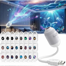 HD Smart Dynamic 5D Holographic Night Light Projector, Plug and Play HD 2-in-1