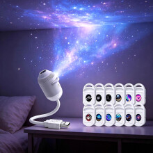 Lámpara de proyección de estrellas y galaxias USB HD 12 en 1 en vivo, luz ambiental LED nocturna, proyector de estrellas Plug & Play, l